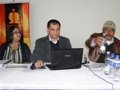 Assessora Jurídica e o Presidente do Sitracover ao lado Sen. Paim