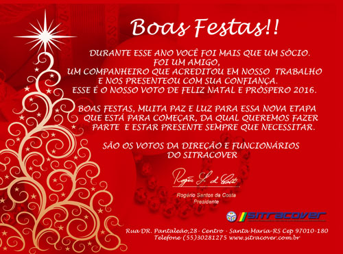 Cartão de Boas Festas: Feliz Natal e Próspero Ano Novo, para