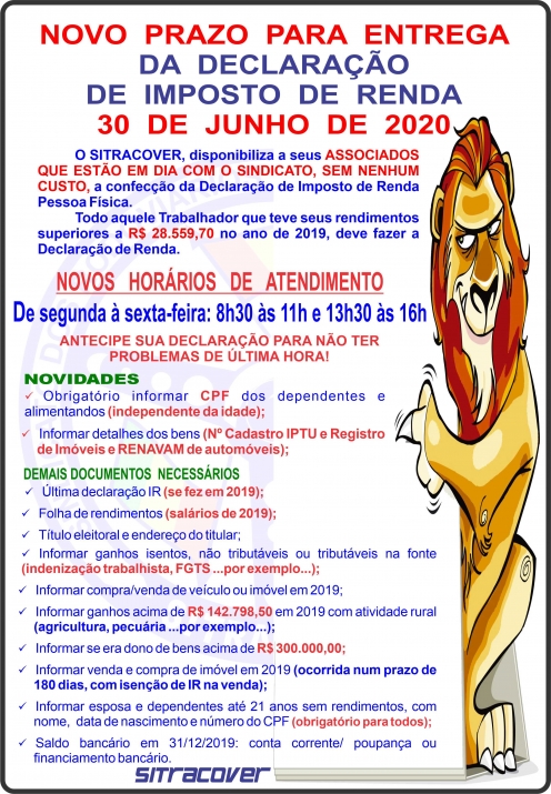 Cartaz Declaração de Imposto de Renda - Prorrogado