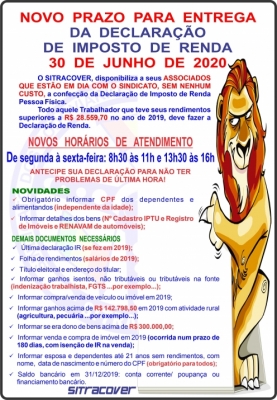 Cartaz Declaração de Imposto de Renda - Prorrogado Cartaz Declaração de Imposto de Renda - Prorrogado