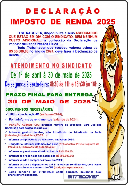 CARTAZ IMPOSTO DE RENDA 2025