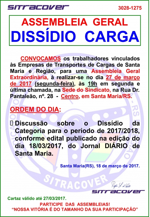 Cartaz Assembleia Carga 2017