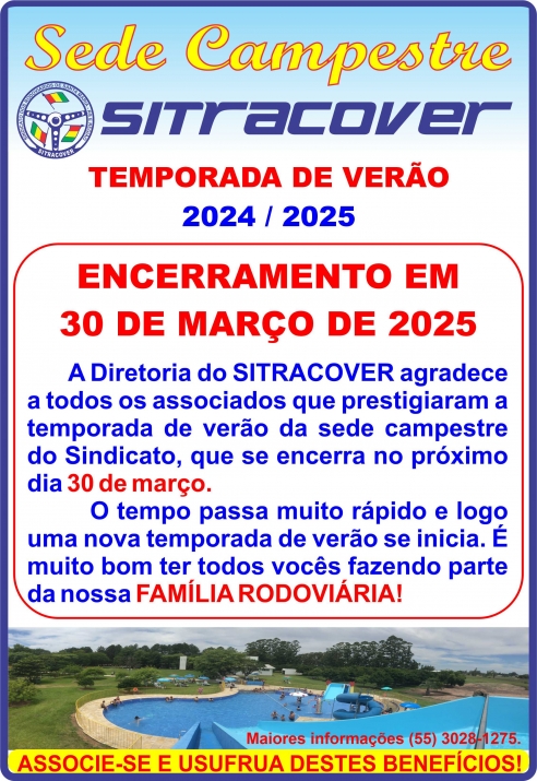 CARTAZ ENCERRAMENTO DA TEMPORADA 2024-2025 SEDE CAMPESTRE SITRACOVER