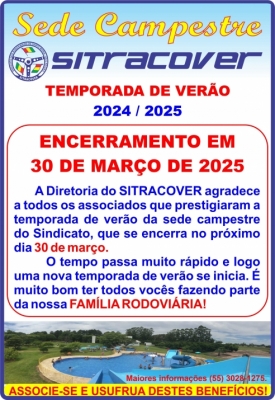 CARTAZ ENCERRAMENTO DA TEMPORADA 2024-2025 SEDE CAMPESTRE SITRACOVER CARTAZ ENCERRAMENTO DA TEMPORADA 2024-2025 SEDE CAMPESTRE SITRACOVER