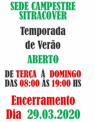 Cartaz Sede Campestre 2019-2020 - Prorrogação Cartaz Sede Campestre 2019-2020 - Prorrogação
